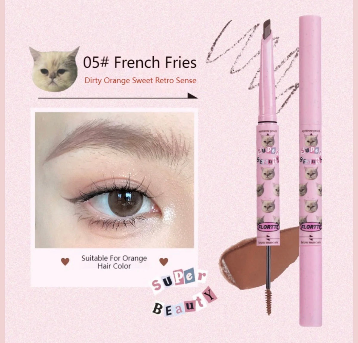Flortte Eyebrow Pencil & Brow Mascara | Bunni Beauty
