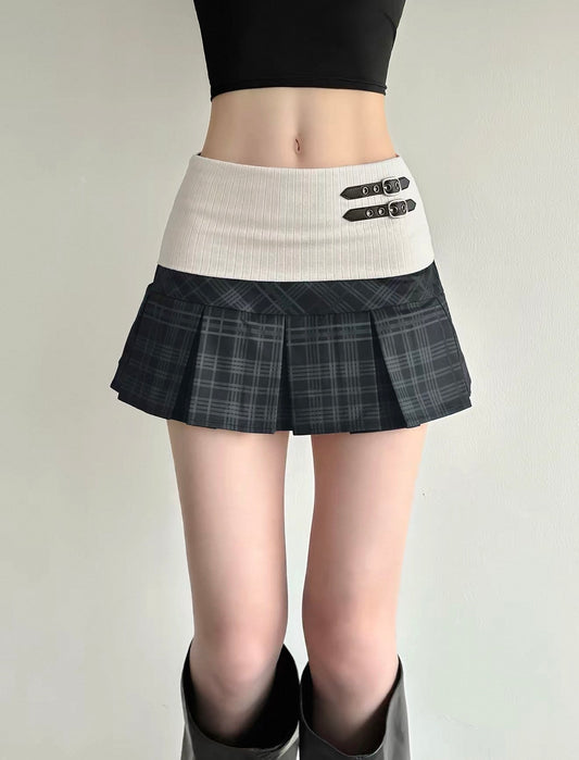 Vintage Plaid Low Rise Pleated Mini Skirt