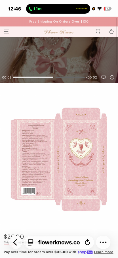 FlowerKnows Strawberry Cupid Hand Mirror | Bunni Beauty