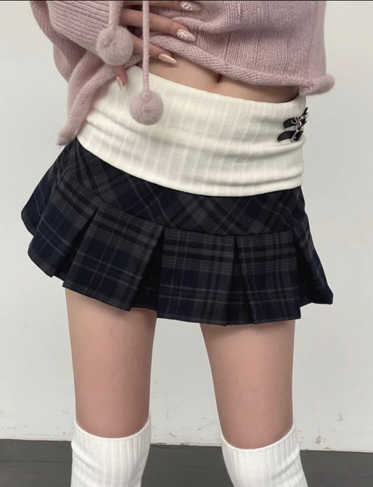 Vintage Plaid Low Rise Pleated Mini Skirt