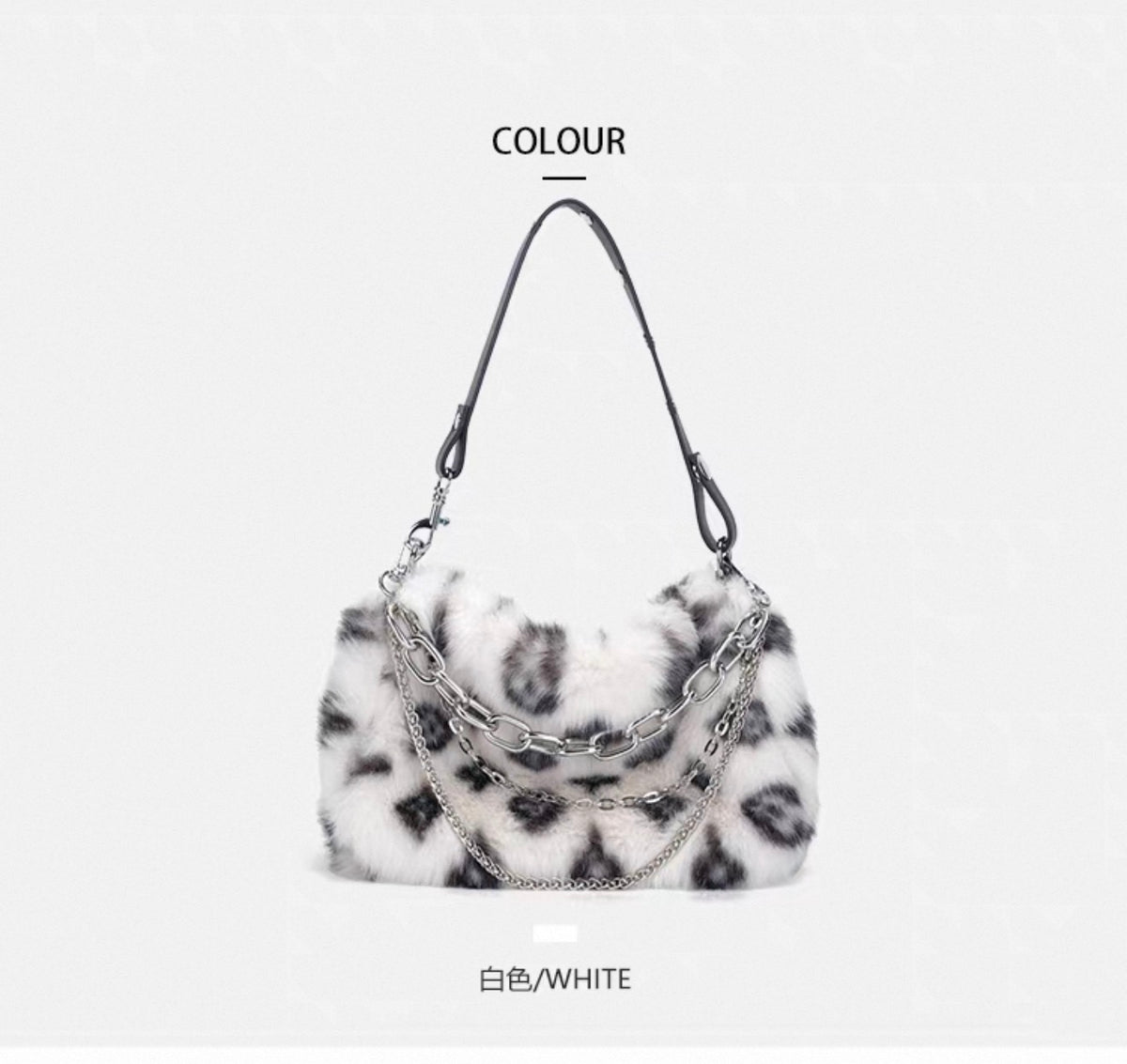 Y2K Pink Leopard Faux Fur Shoulder Bag