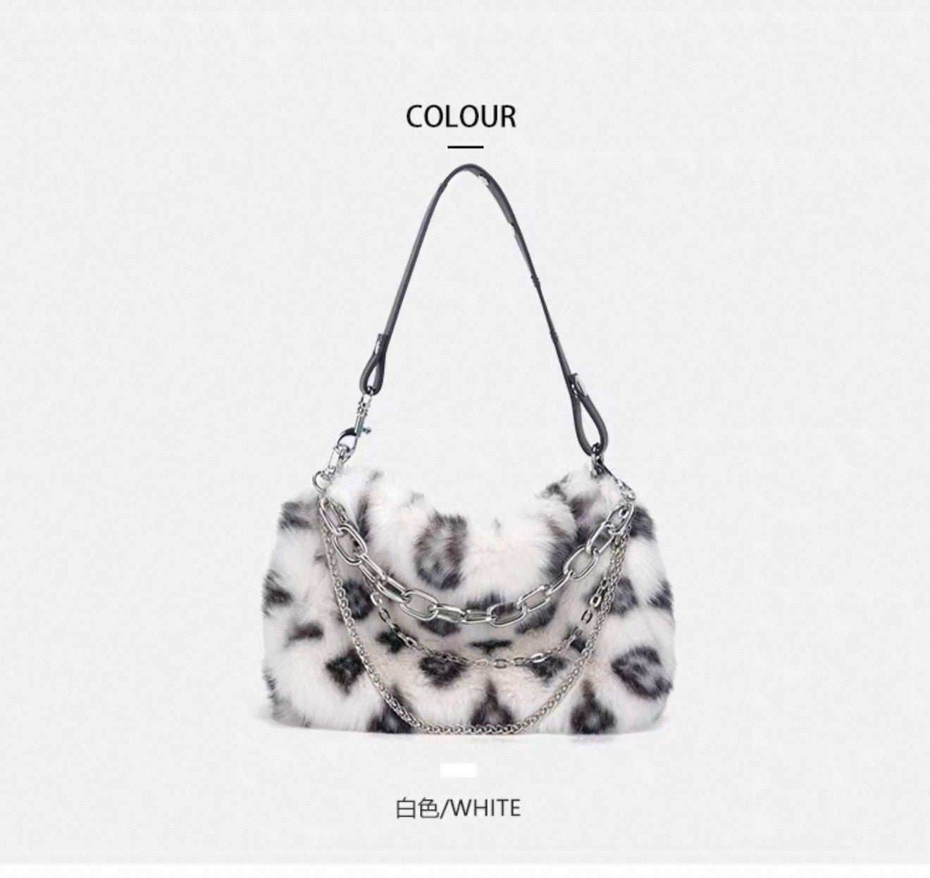 Y2K Pink Leopard Faux Fur Shoulder Bag