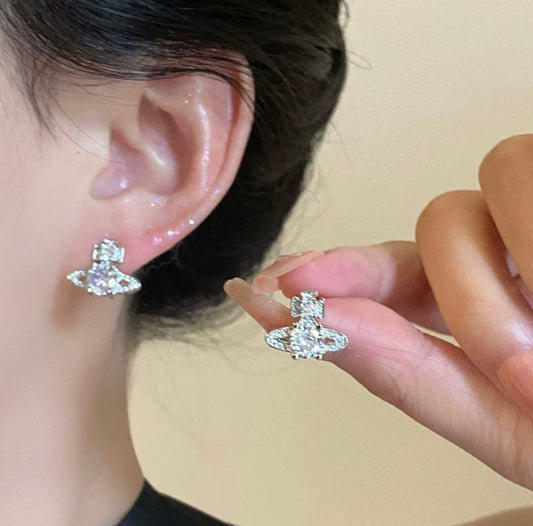 Sparkling Saturn Planet Stud Earrings | Tarnish Free
