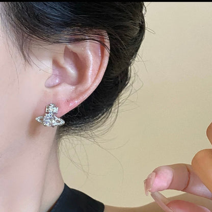 Sparkling Saturn Planet Stud Earrings | Tarnish Free