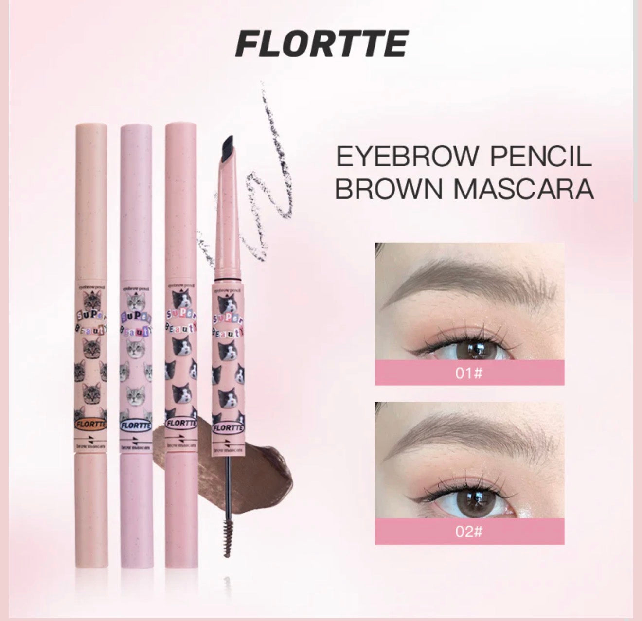 Flortte Eyebrow Pencil & Brow Mascara | Bunni Beauty