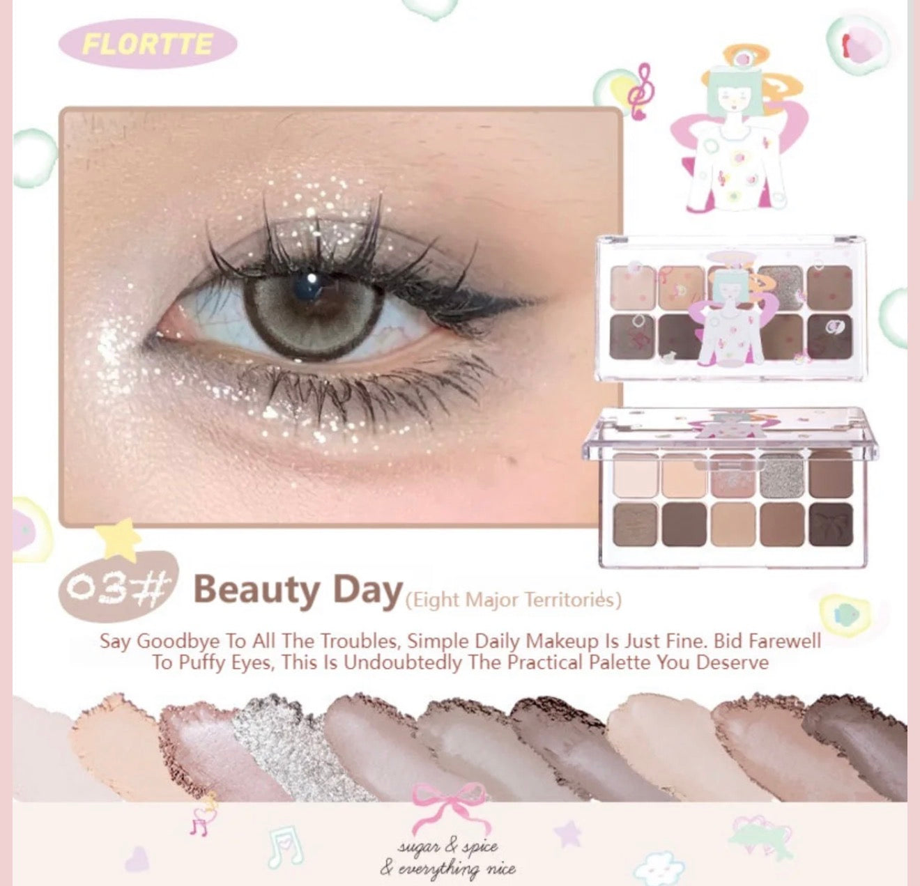 Flortte Wackky Series 10-Color Eyeshadow Palette | Bunni