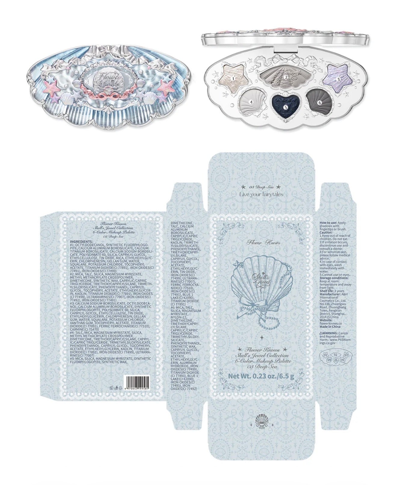 FlowerKnows Shell’s Jewel 6-Color Makeup Palette | Bunni Beauty