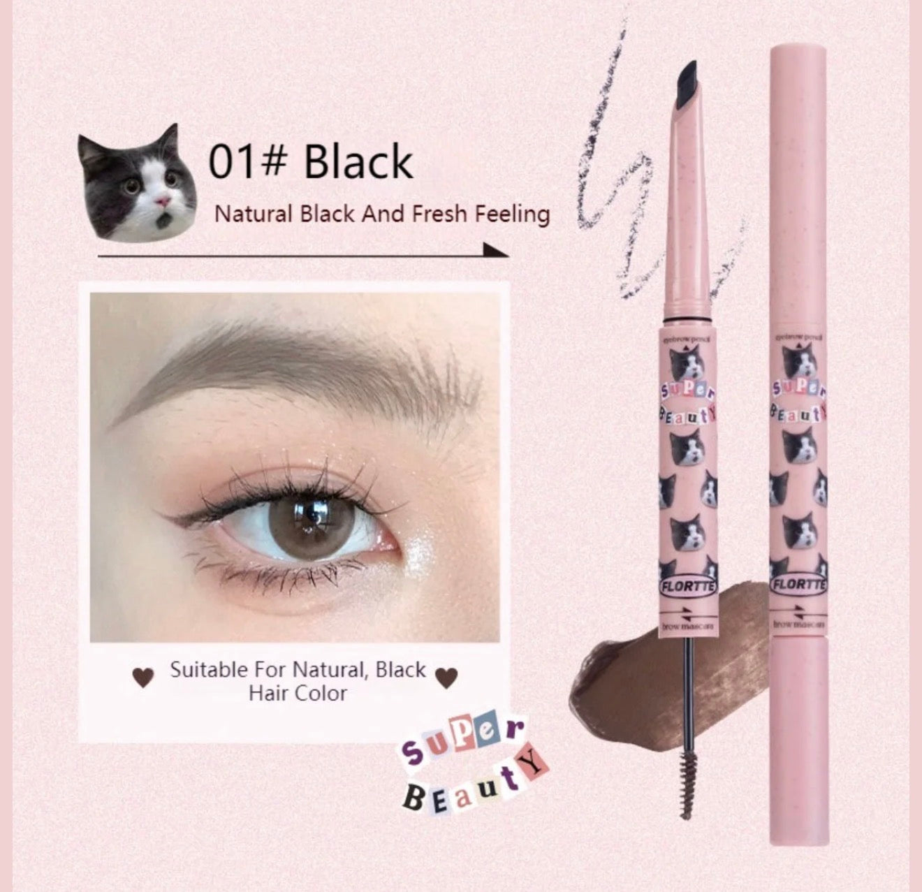 Flortte Eyebrow Pencil & Brow Mascara | Bunni Beauty