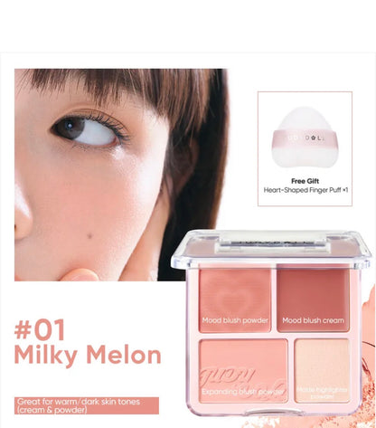 Judydoll 2 in 1 Blush Highlight Palette | Bunni Beauty