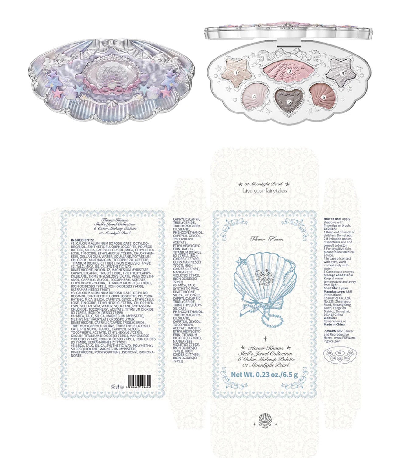 FlowerKnows Shell’s Jewel 6-Color Makeup Palette | Bunni Beauty