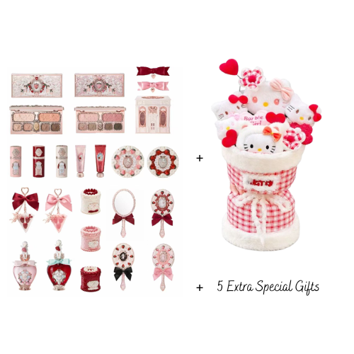 Limited Edition FlowerKnows Full Strawberry Cupid Gift Set + 5 Special Gifts + Hello Kitty Flower Bouquet. | Bunni Beauty