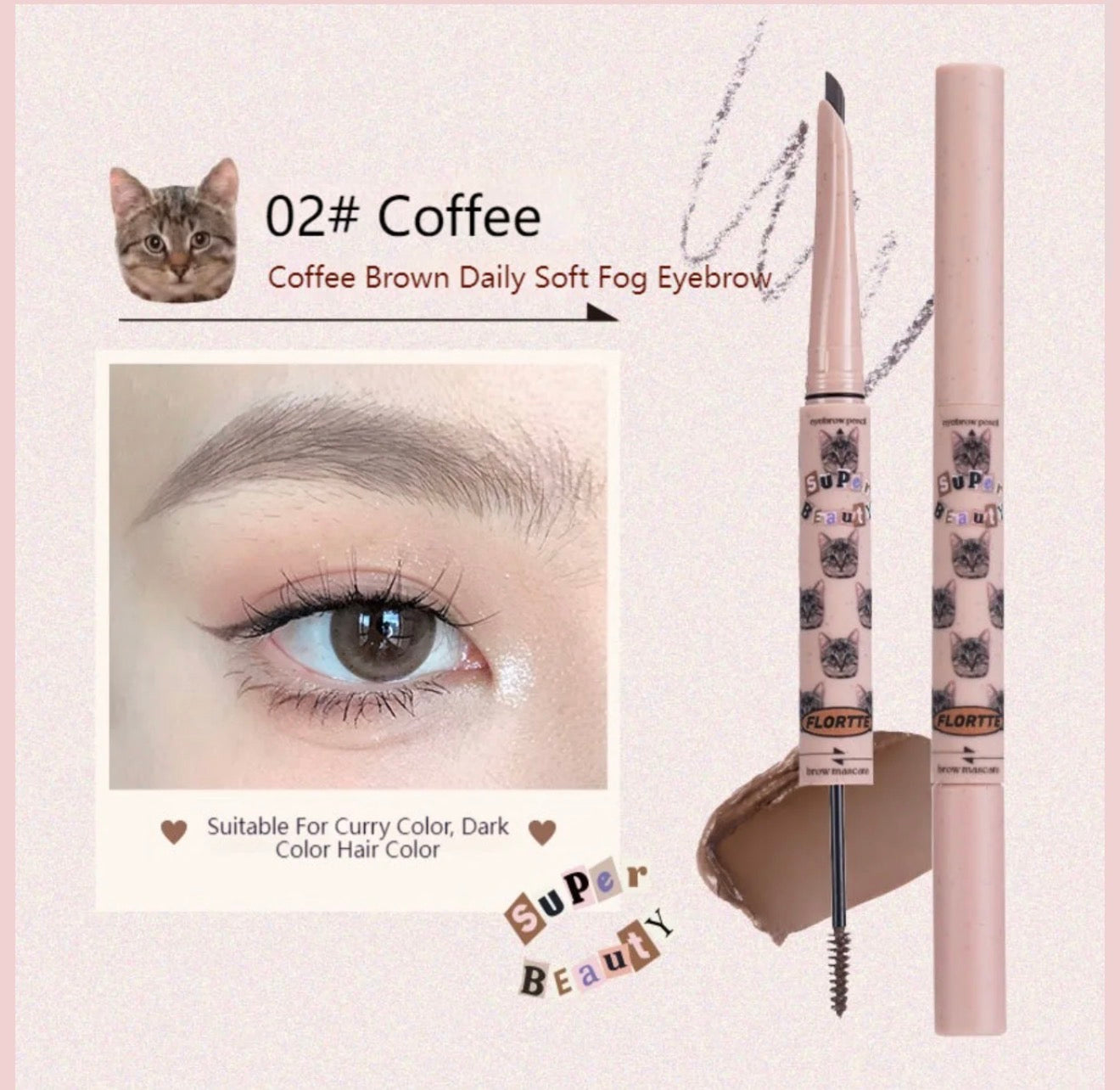 Flortte Eyebrow Pencil & Brow Mascara | Bunni Beauty