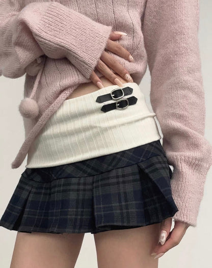 Vintage Plaid Low Rise Pleated Mini Skirt