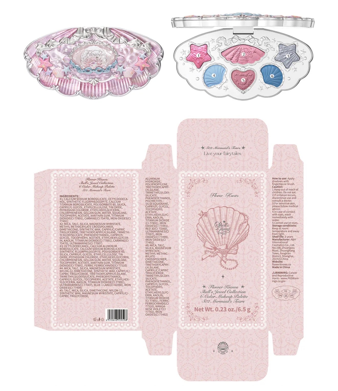 FlowerKnows Shell’s Jewel 6-Color Makeup Palette | Bunni Beauty